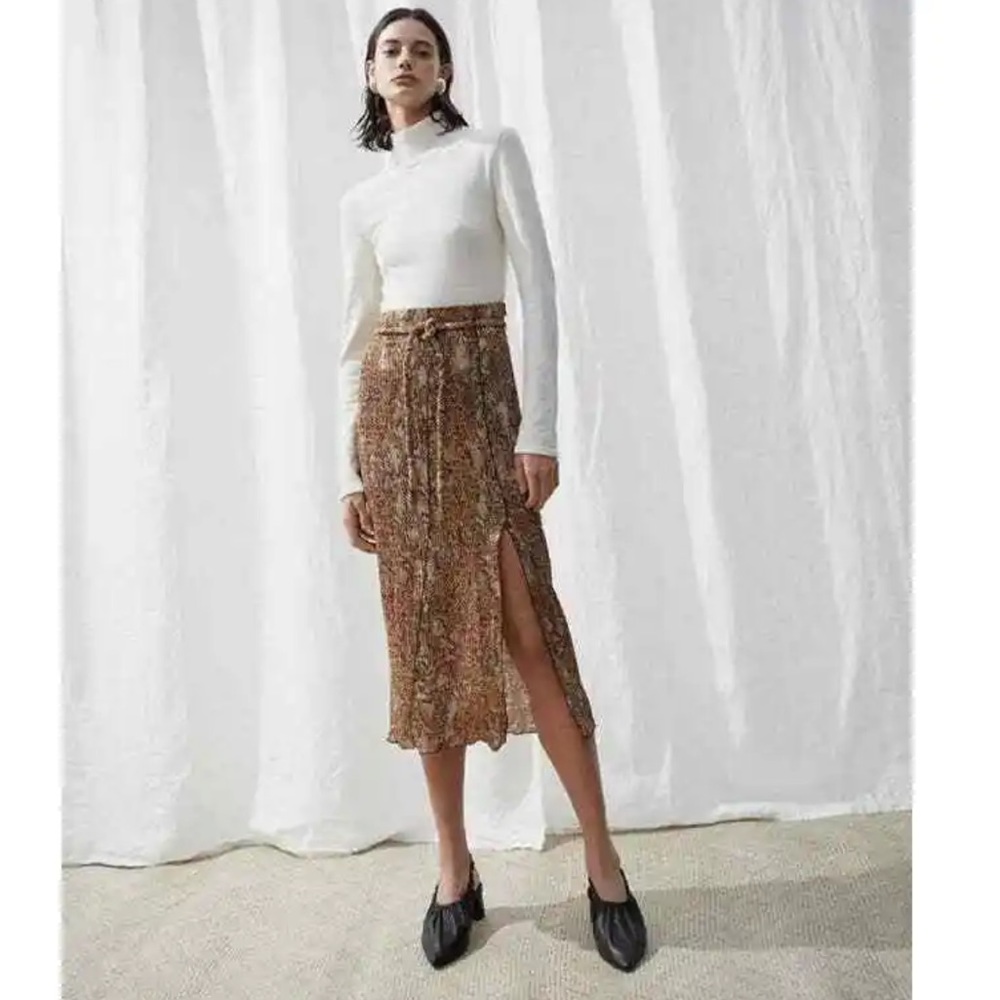 Nanushka Indira Brown Snake Rope Belted Slit Skirt